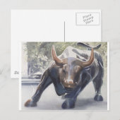 Wall Street Bull van Paul Jackson Briefkaart (Voorkant / Achterkant)