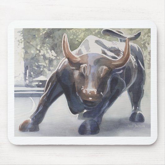 Wall Street Bull van Paul Jackson Muismat (Voorkant)