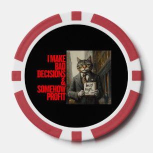 Wall Street Cat Meme Grappige minimalistische be Poker Chips