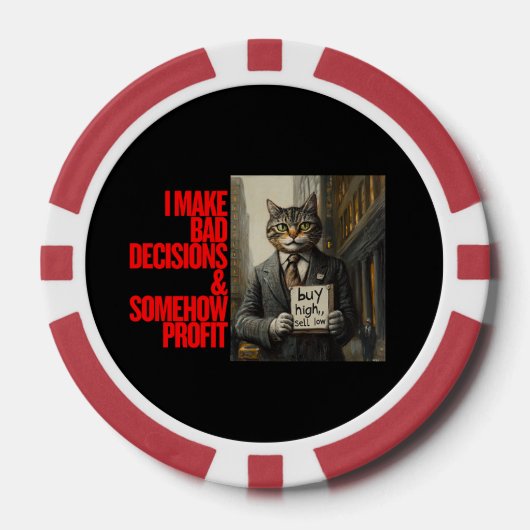 Wall Street Cat Meme | Grappige minimalistische be Poker Chips (Voorkant)