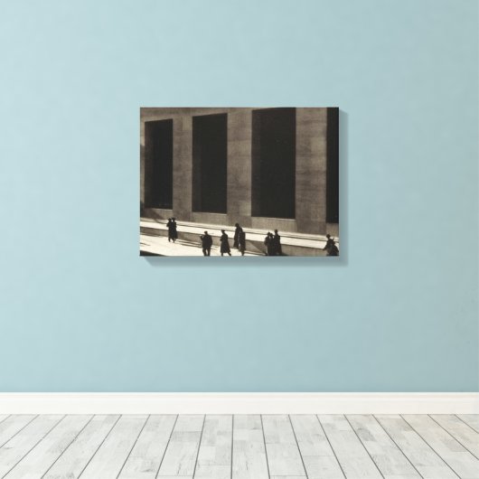 Wall Street (door Paul Strand, 1915) Canvas Afdruk (Insitu (Houten vloer))
