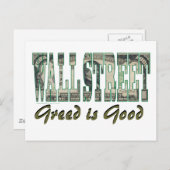 Wall Street/ Greed is goed Briefkaart (Voorkant / Achterkant)