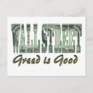 Wall Street/ Greed is goed Briefkaart