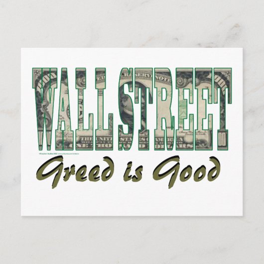 Wall Street/ Greed is goed Briefkaart (Voorkant)