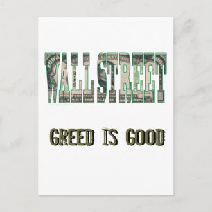 Wall Street/ Greed is goed Briefkaart