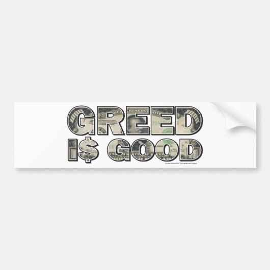 Wall Street/ Greed is goed Bumpersticker (Voorkant)