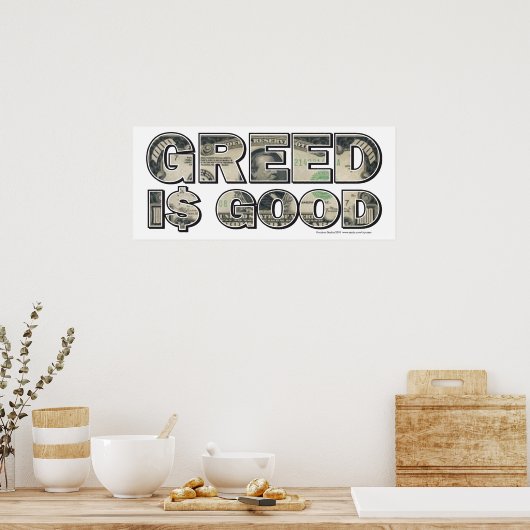 Wall Street/ Greed is goed Poster (Keuken)