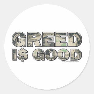 Wall Street/ Greed is goed Ronde Sticker