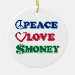 Wall Street/Peace Love Money Keramisch Ornament
