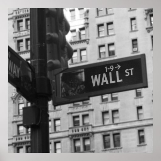 Wall Street Sign Black en White Photography Poster (Voorkant)