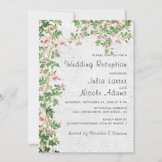  Wall Style Rosy Journal bruiloft receptie Kaart (Voorkant)