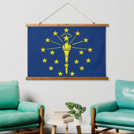 Wall tapestry met vlag van Indiana, VS Hangend Wandkleed