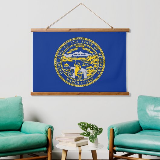Wall tapestry met vlag van Nebraska, VS Hangend Wandkleed (Woonkamer)
