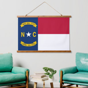 Wall tapestry met vlag van North Carolina, VS. Hangend Wandkleed