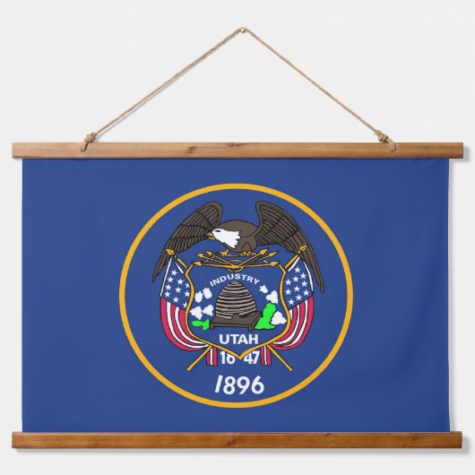 Wall Tapestry met vlag van Utah State, VS Hangend Wandkleed (Voorkant)