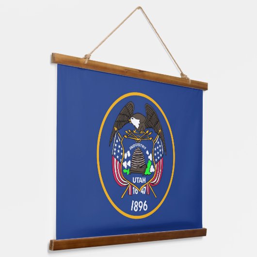 Wall Tapestry met vlag van Utah State, VS Hangend Wandkleed (Gebogen)