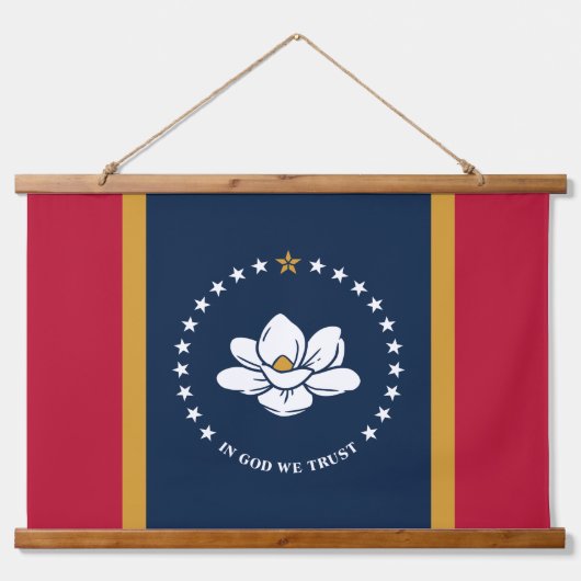 Wall Tapestry with flag of Mississippi State, USA Hangend Wandkleed (Voorkant)