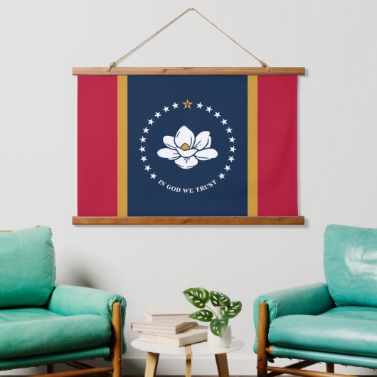 Wall Tapestry with flag of Mississippi State, USA Hangend Wandkleed (Woonkamer)