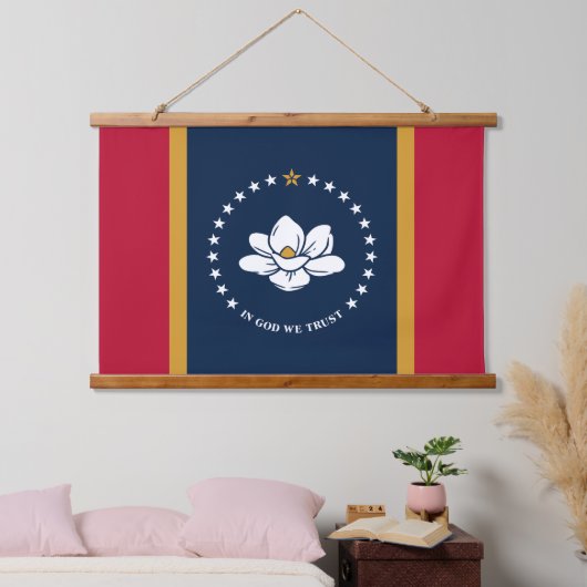 Wall Tapestry with flag of Mississippi State, USA Hangend Wandkleed (Slaapkamer)