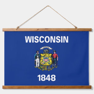 Wall Tapestry with flag of Wisconsin, U.S.A. Hangend Wandkleed