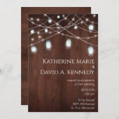 Wall Weddenschap Wood Barn Mason Jar String Light Kaart (Voorkant / Achterkant)