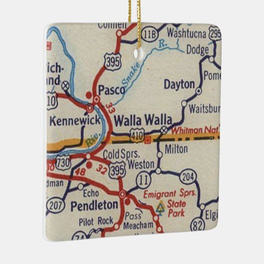 Walla Walla WA  kaart Keramisch Ornament (Rechts)