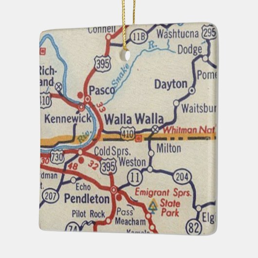 Walla Walla WA  kaart Keramisch Ornament (Links)