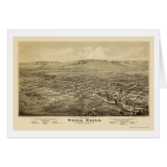 Walla Walla, WA Panoramic Map - 1876 (Voorkant Horizontaal)