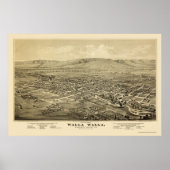 Walla Walla, WA Panoramic Map - 1876 Poster (Voorkant)