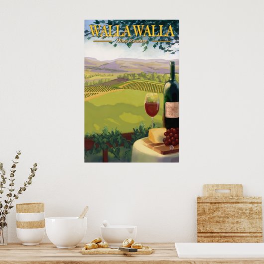 Walla Walla, WA Wine Land - Reisposter Poster (Keuken)