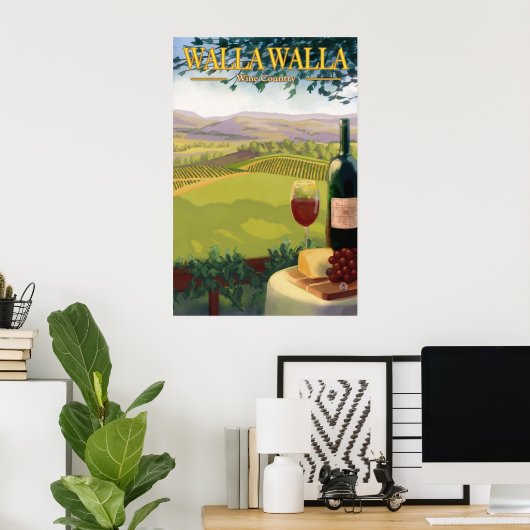 Walla Walla, WA Wine Land - Reisposter Poster (Thuiskantoor)