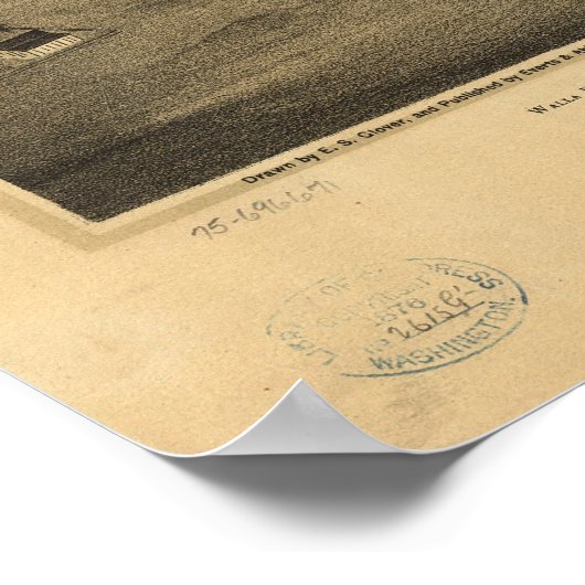 Walla Walla Washington 1876 Antiek Panorama Poster (Hoek)