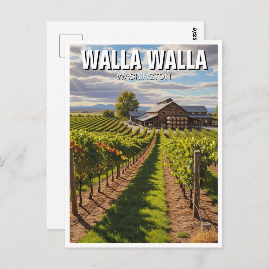Walla Walla Washington Travel Briefkaart (Voorkant / Achterkant)