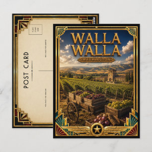 Walla Walla Washington Vintage Art Deco Gouden Tij Briefkaart