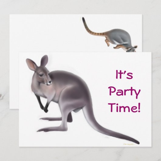 Wallaby Party Invitation Kaart (Voorkant / Achterkant)