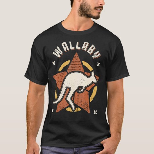 Wallaby Retro Classic Animal T-shirt (Voorkant)