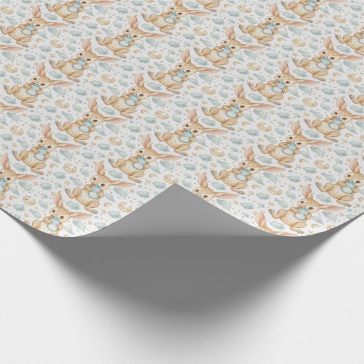 Wallaby Schattige Baby Pastel Waterverf Patroon Cadeaupapier (Hoek)