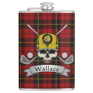 Wallace Badge & Tartan Personalized Skull Golf Heupfles