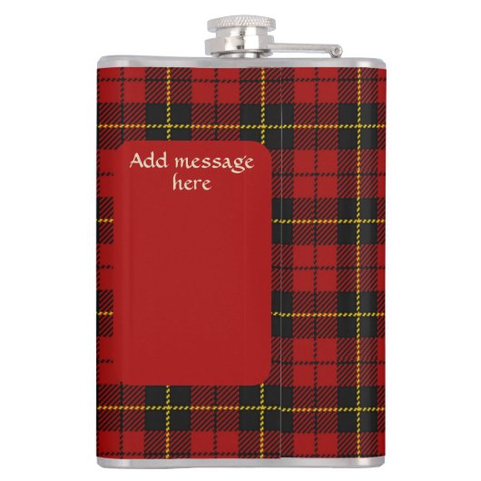 Wallace Badge & Tartan Personalized Skull Golf Heupfles (Achterkant)