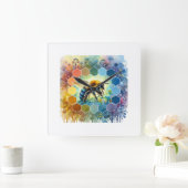 Wallace bee painting 130724AREF109 - Watercolor Vierkante Klok (Huis)