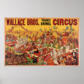 Wallace Bros. Poster van de opgeleide diercircus (Voorkant)