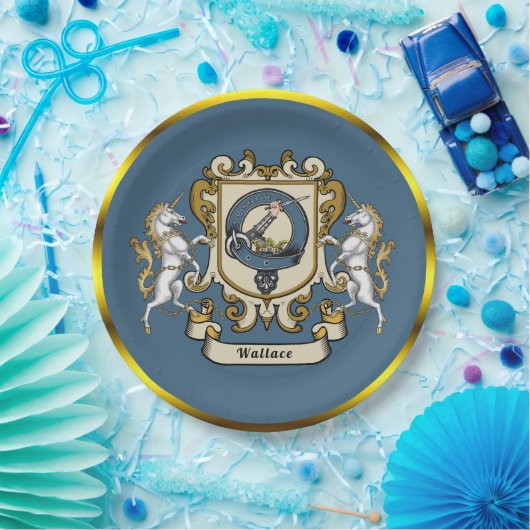 Wallace Clan Badge Blue gepersonaliseerd papier Bo Papieren Bordje (Feest)