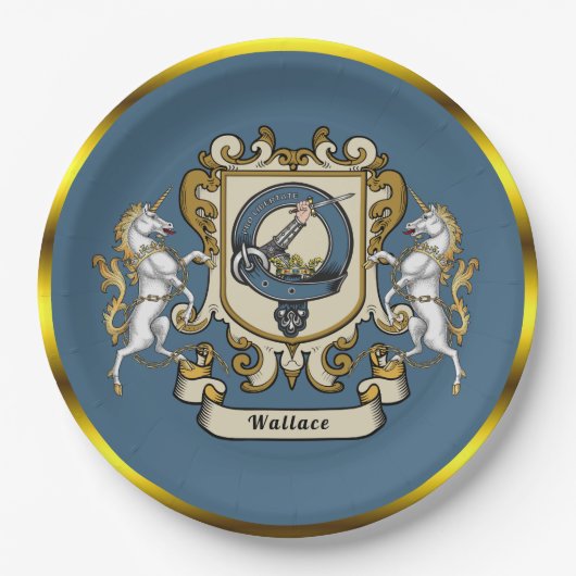 Wallace Clan Badge Blue gepersonaliseerd papier Bo Papieren Bordje (Voorkant)