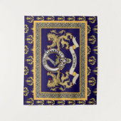 Wallace Clan Badge gepersonaliseerd blauw Wandkleed (Voorkant)