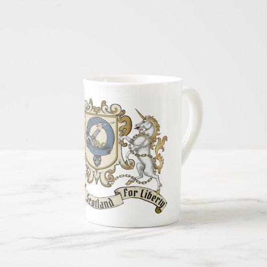 Wallace Clan Badge & Motto Porselein Kop (Voorkant rechts)