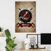 Wallace Clan badge op Castle Wall Poster 18x24 (Thuiskantoor)