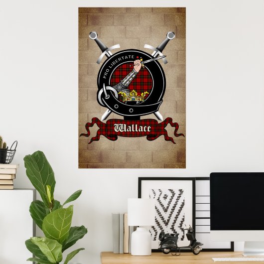 Wallace Clan badge op Castle Wall Poster 18x24 (Thuiskantoor)