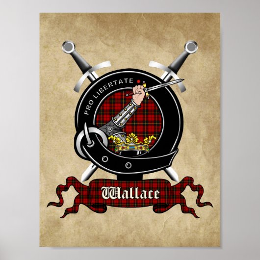 Wallace Clan Badge & Tartan 8.5x11 Poster (Voorkant)