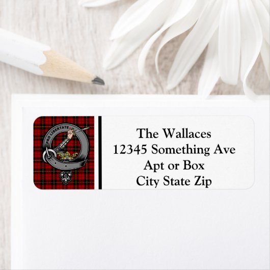 Wallace Clan Badge & Tartan Aangepaste labels (Insitu)