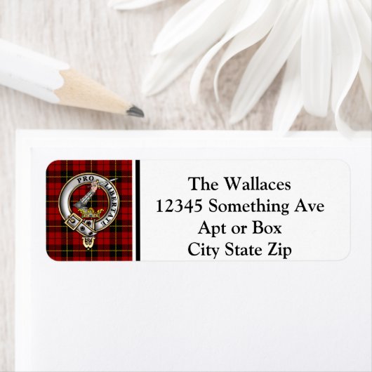 Wallace Clan Badge & Tartan Aangepaste labels (Insitu)